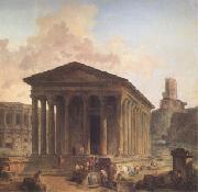 ROBERT, Hubert The Maison Carre at Nimes with the Amphitheater and the Magne Tower (mk05) Sweden oil painting artist